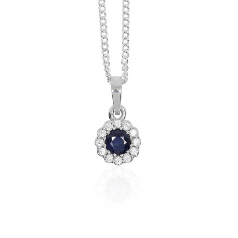 Sara Sapphire Silver Cluster Pendant Heidi Kjeldsen Jewellery P1651 white