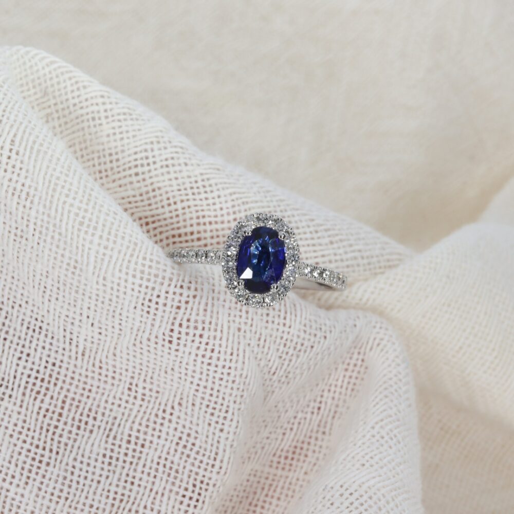 Sara Sapphire and Diamond Cluster Ring R1701 by Heidi Kjeldsen Jewellery white