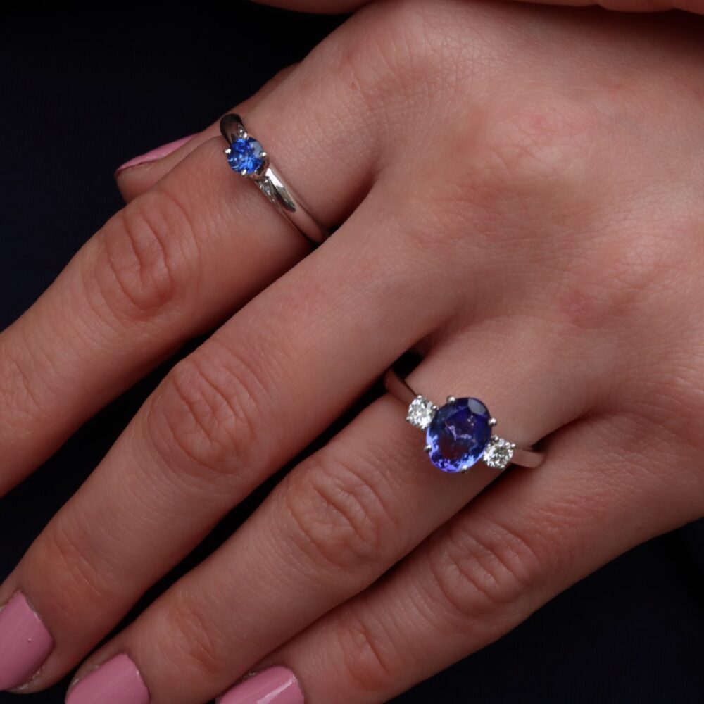 Sara sapphire and diamond ring by heidi kjeldsen jewellery R1046 R1671 model 1