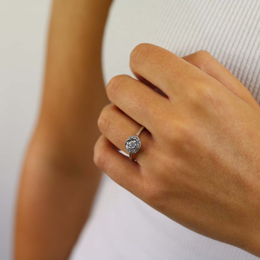 Sofia Halo Swirl Diamond Ring Heidi Kjeldsen Jewellery R1102 model