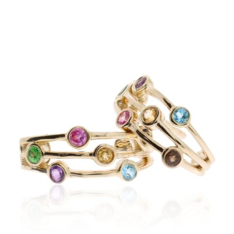 Trine Multi Gemstone Bubble Earrings By Heidi Kjeldsen Jewellery ER2516 Angled view 1