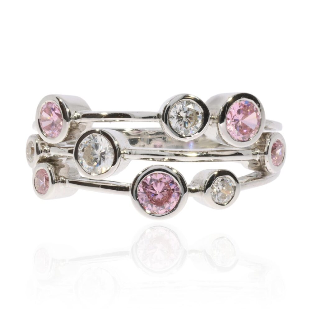 Trine Pink Sapphire And Diamond Bubble Ring R1652s by Heidi Kjeldsen Jewellery front