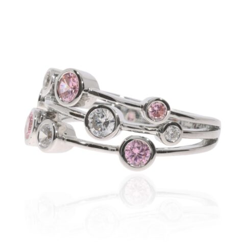 Trine Pink Sapphire And Diamond Bubble Ring R1652s by Heidi Kjeldsen Jewellery side
