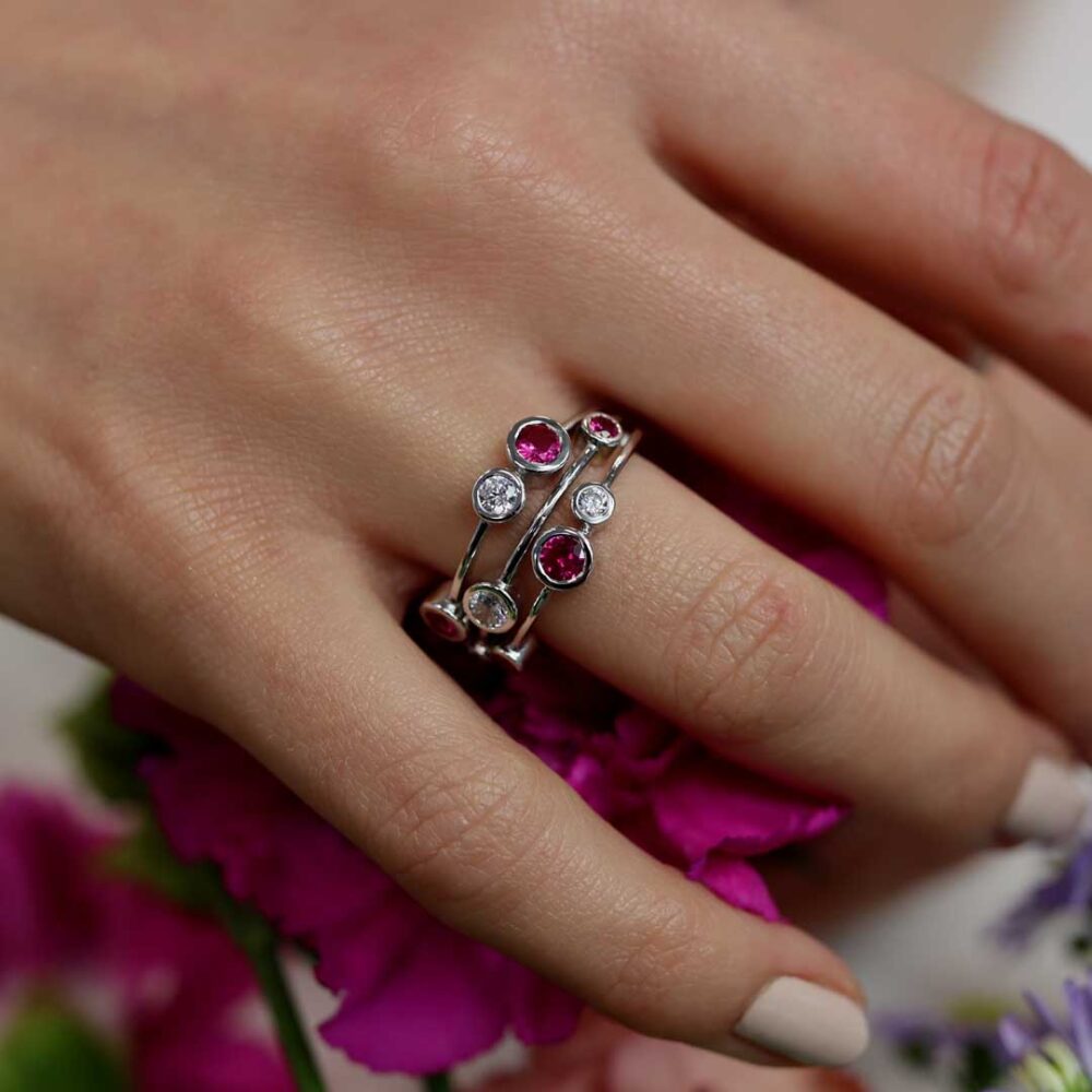 Trine Pink Sapphire Bubble Ring by Heidi Kjeldsen Jewellery R1653s model 1