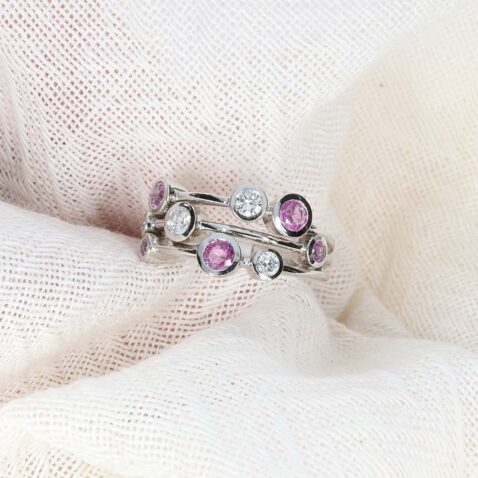 Trine Pink Sapphire Bubble Ring by Heidi Kjeldsen Jewellery R4953 still