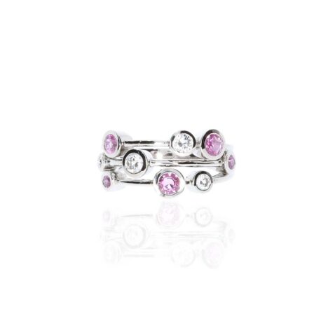 Trine Pink Sapphire Bubble Ring by Heidi Kjeldsen Jewellery R4953 white