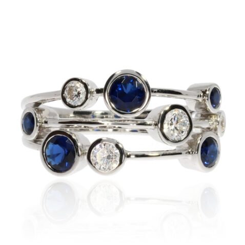 Trine Sapphire and Diamond Bubble Ring By Heidi Kjeldsen Jewellery R1654s front