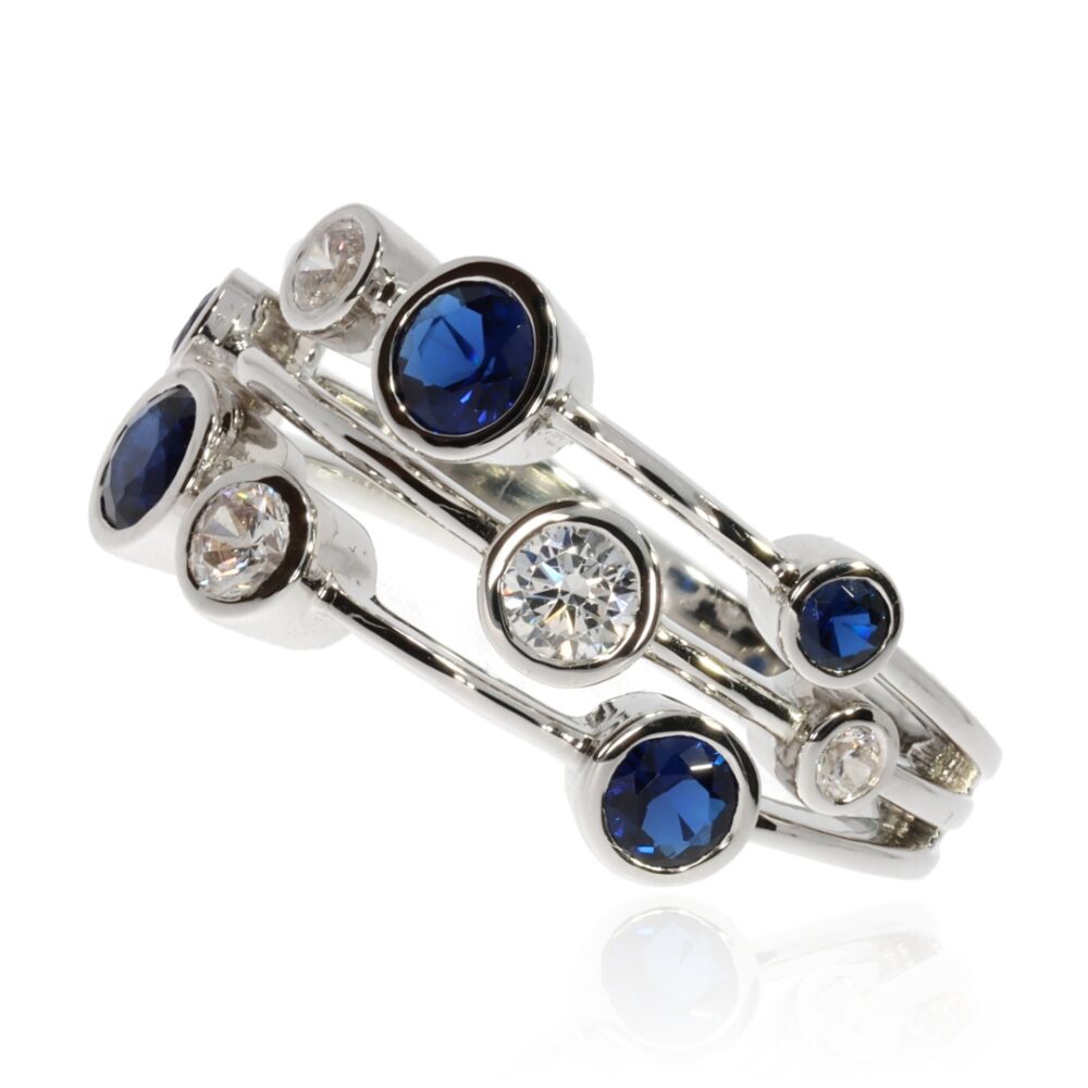 Trine Sapphire and Diamond Bubble Ring By Heidi Kjeldsen Jewellery R1654s side