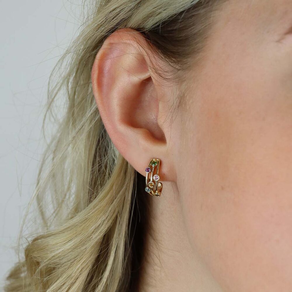 Trine Yellow Gold Bubble Earrings Heidi Kjeldsen Jewellery ER2516 model
