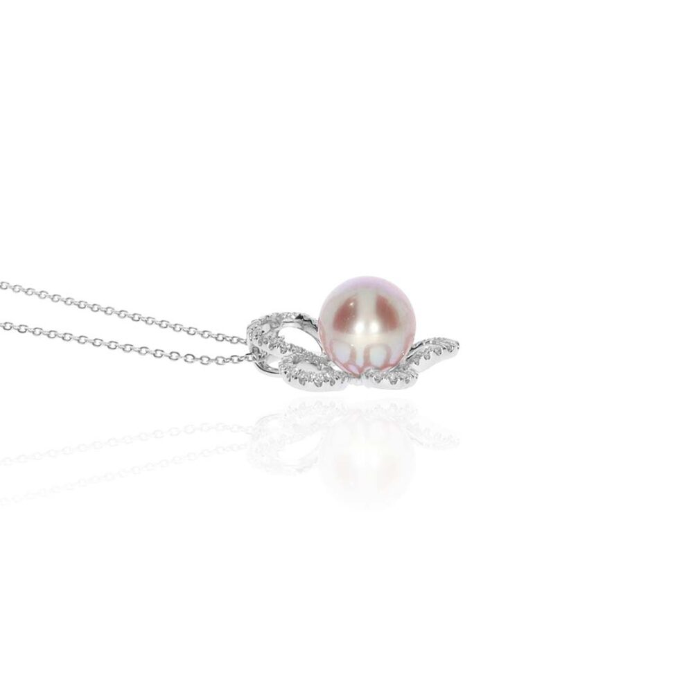 Alma Pink Cultured Pearl And Diamond Flower Pendant Heidi Kjeldsen Jewellery P1683 white1