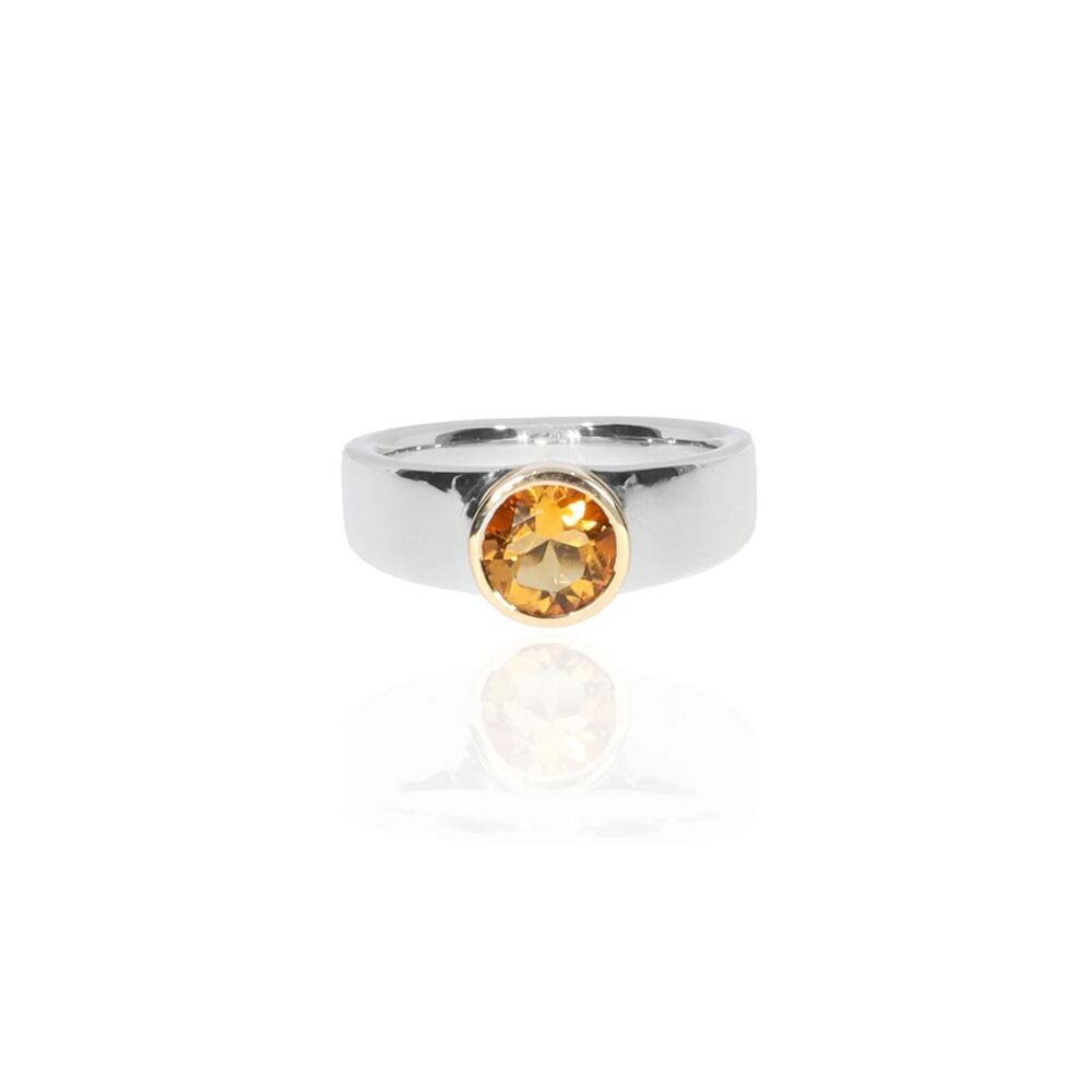 Dorit Citrine Gold Silver Ring Heidi Kjeldsen Jewellery R4959 Front