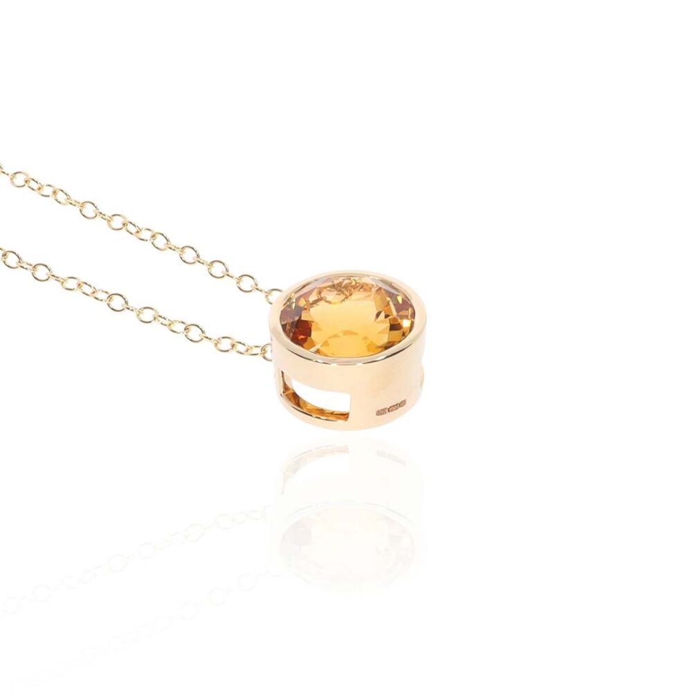 Dorit Citrine Round Gold Pendant Heidi Kjeldsen Jewellery P1671 side