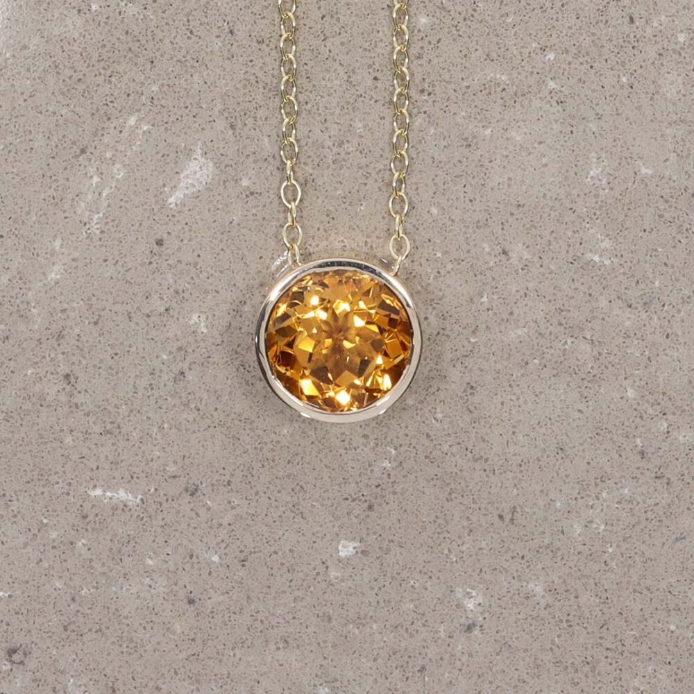 Dorit Citrine Round Gold Pendant Heidi Kjeldsen Jewellery P1671 still