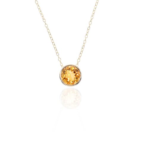 Dorit Citrine Round Gold Pendant Heidi Kjeldsen Jewellery P1671 white