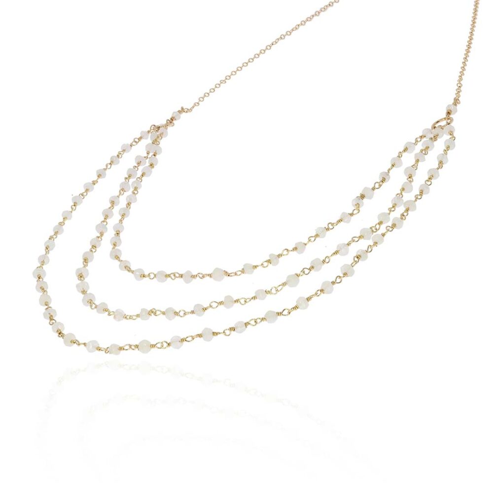 Elsa Moonstone Triple Strand Necklace Heidi Kjeldsen Jewellery NL1229 white