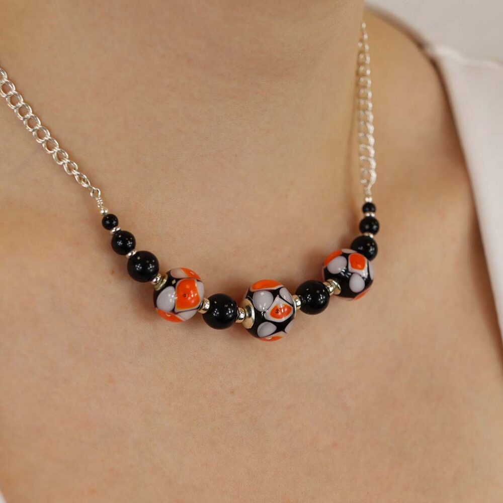 Heidi Black Onyx Murano Glass Necklace Heidi Kjeldsen Jewellers NL1246