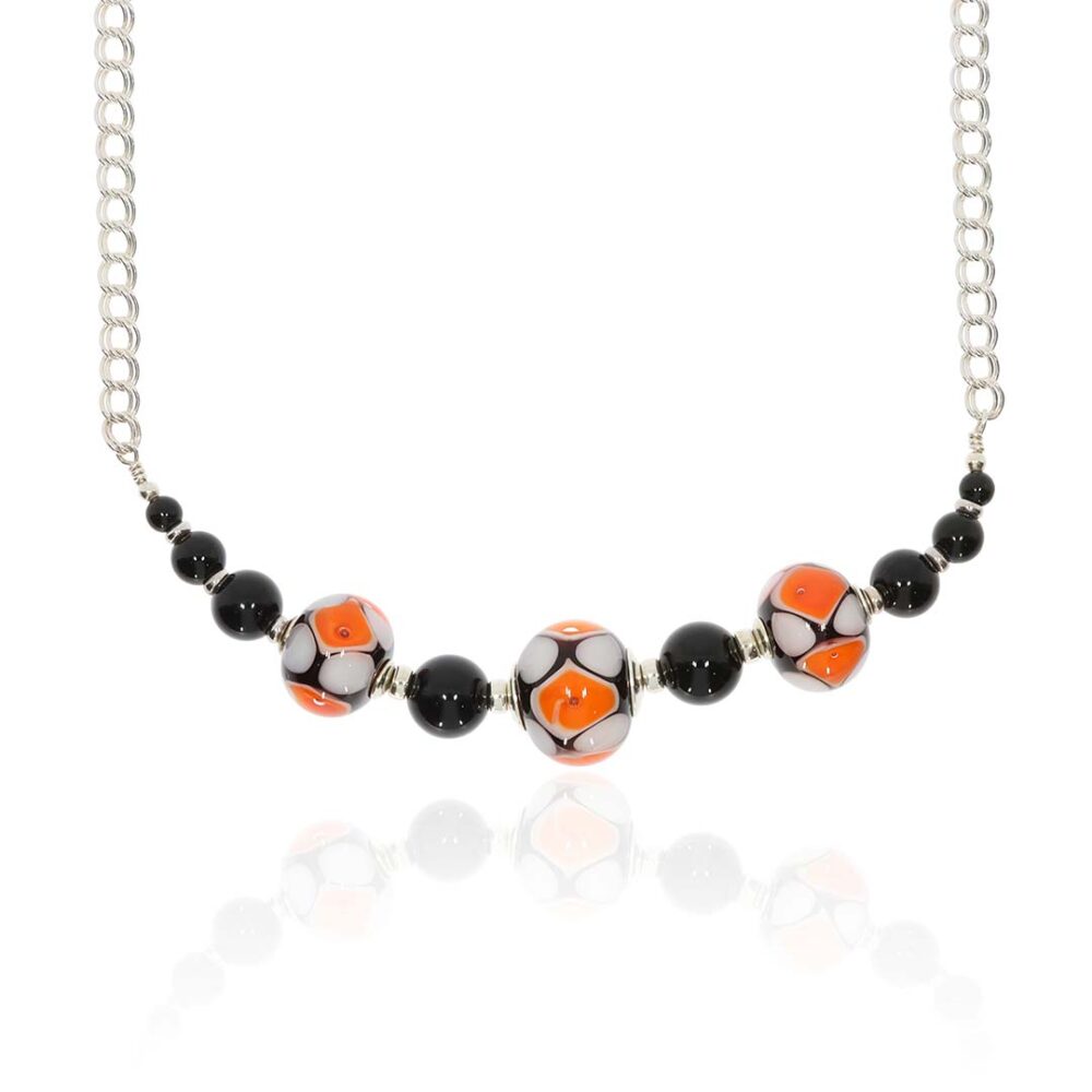 Heidi Orange and Black Glass Necklace Heidi Kjeldsen Jewellers NL1246 white