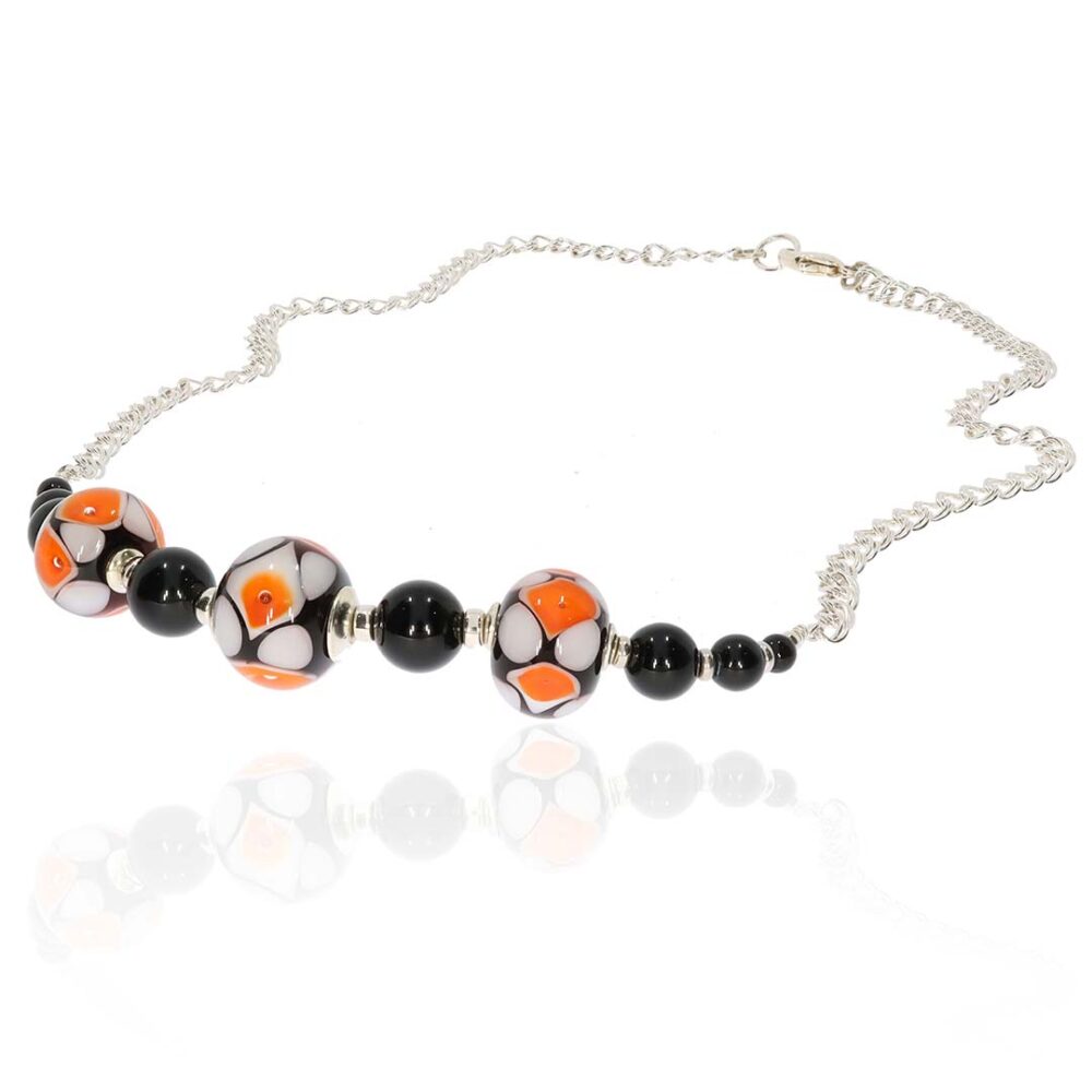 Heidi Orange and Black Glass Necklace Heidi Kjeldsen Jewellers NL1246 white1