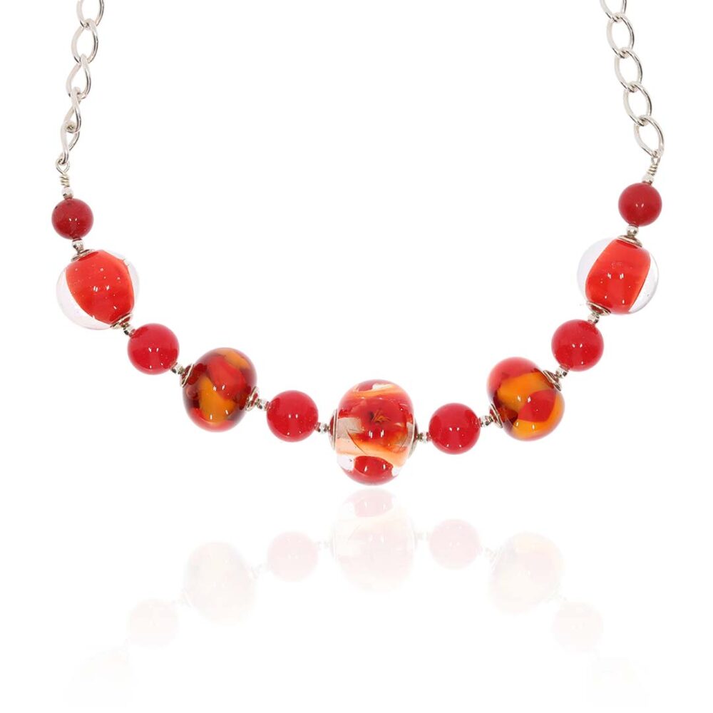 Heidi Red and Orange Glass and Heidi Kjeldsen Jewellers NL1247 white