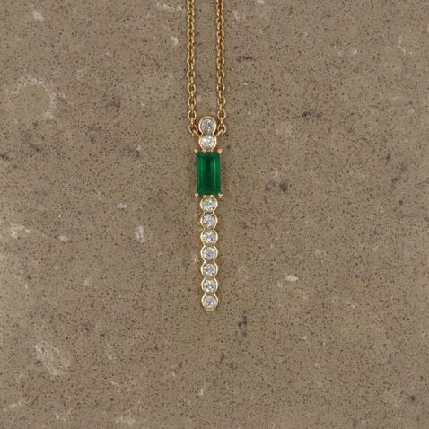 Jette Emerald and Diamond Pendant Heidi Kjeldsen Jewellery P1622 still