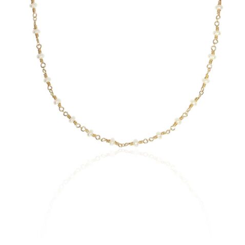 Margit Cultured Pearl Gold Filled Necklace Heidi Kjeldsen Jewellery NL1230 white