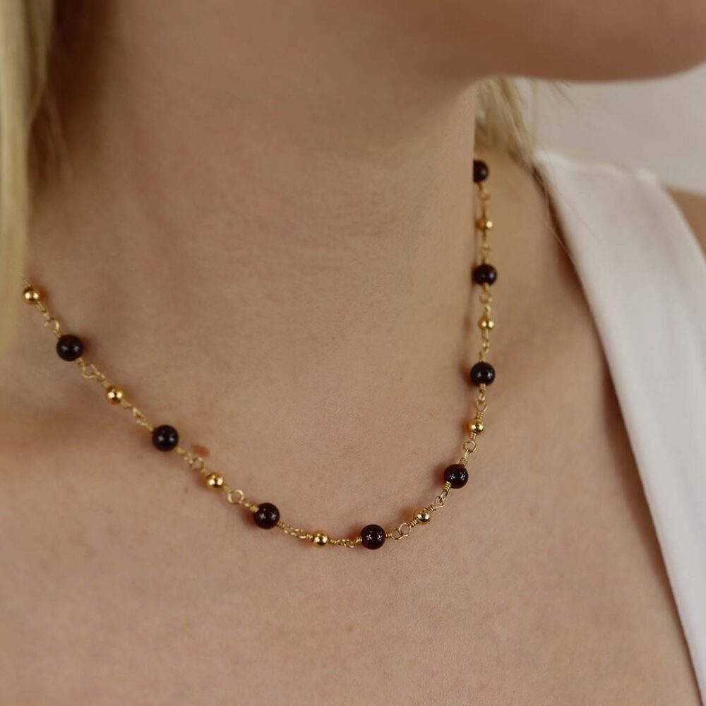 Naja Garnet Gold Filled Necklace Heidi Kjeldsen Jewellers NL1249