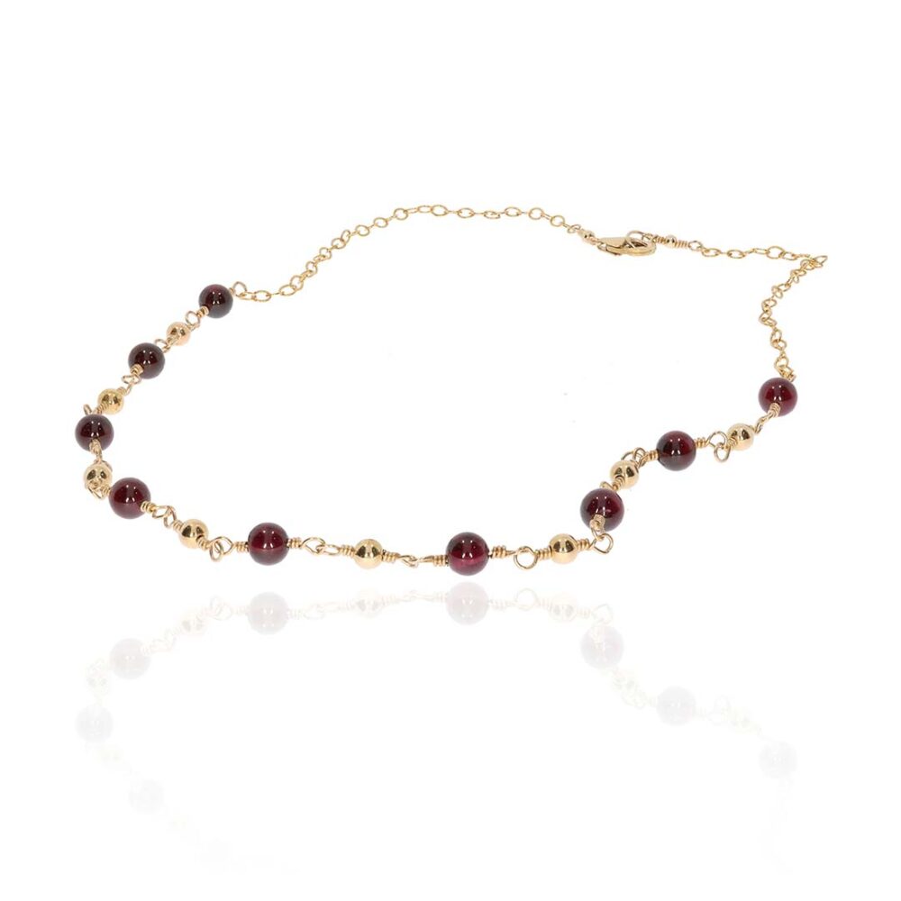 Naja Garnet Goldfilled Bead Necklace Heidi Kjeldsen Jewellery NL1249 white1