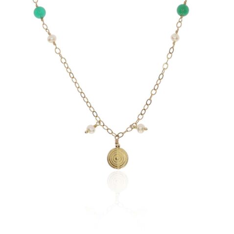 Naja Green Agate Pearl Gold Filled Necklace Heidi Kjeldsen Jewellery NL1231 white