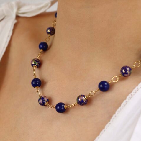 Naja Lapis Lazuli and Cloisonne Necklace Heidi Kjeldsen Jewellers NL1243