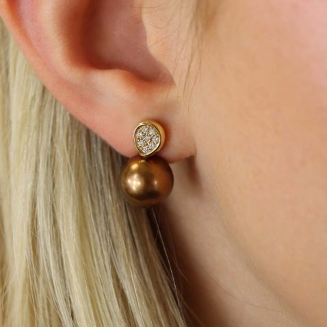 Dorit Chocolate Tahitian Pearl Diamond Earrings Heidi Kjeldsen Jewellers ER5037 (2)