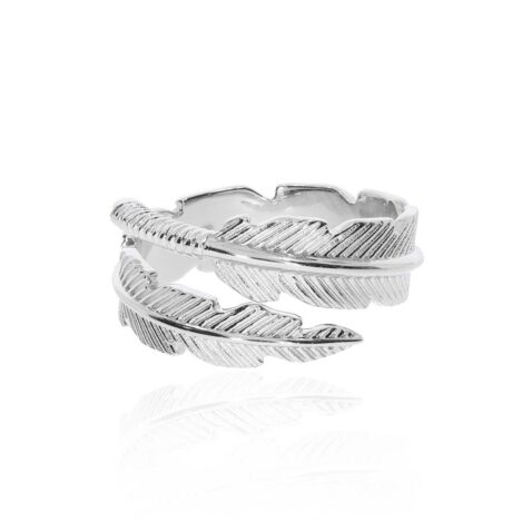 Naja Silver Feather Ring Heidi Kjeldsen Jewellery R4965 white