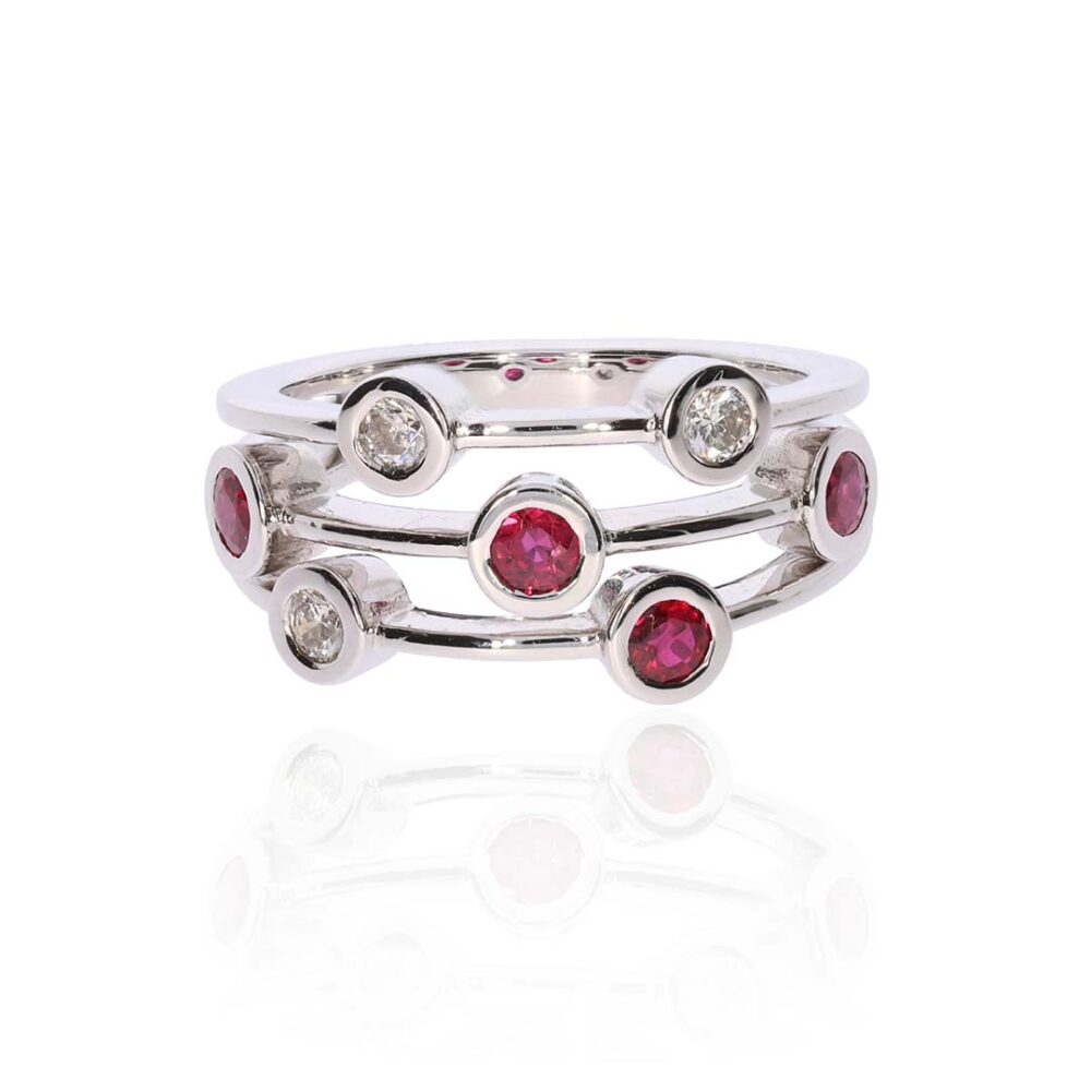 Trine Ruby Diamond Bubble Ring Heidi Kjeldsen Jewellery R4967 white