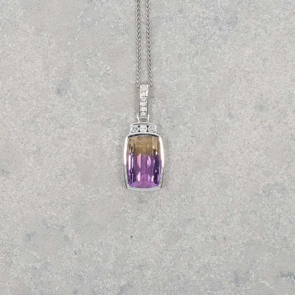 Viola Ametrine and Diamond Gold Pendant Heidi Kjeldsen Jewellery P1689 still