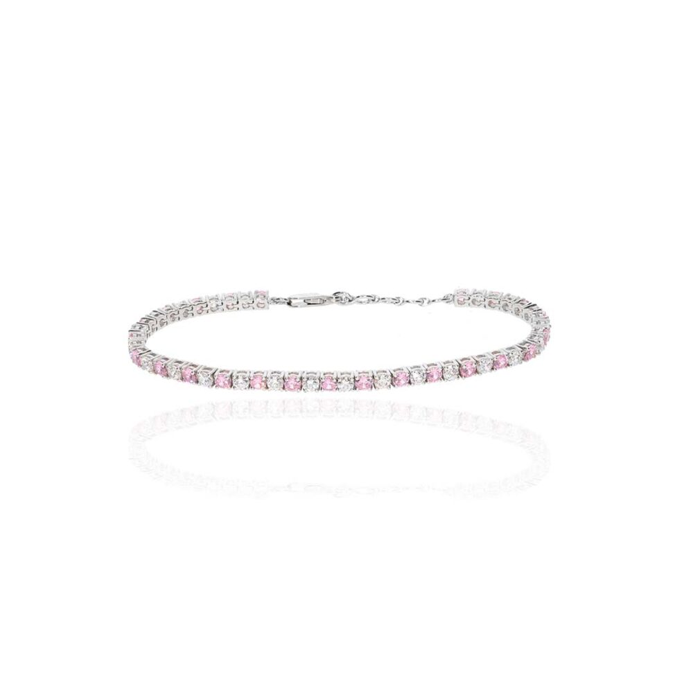 Alma Pink White Silver tennis Bracelet Heidi Kjeldsen Jewellery BL4143 white