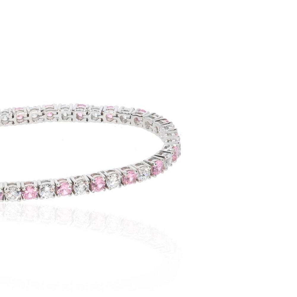 Alma Pink White Silver tennis Bracelet Heidi Kjeldsen Jewellery BL4143 white1