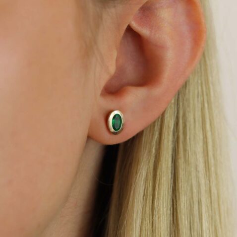 Jette Oval Emerald Earstuds Heidi Kjeldsen Jewellers ER5039