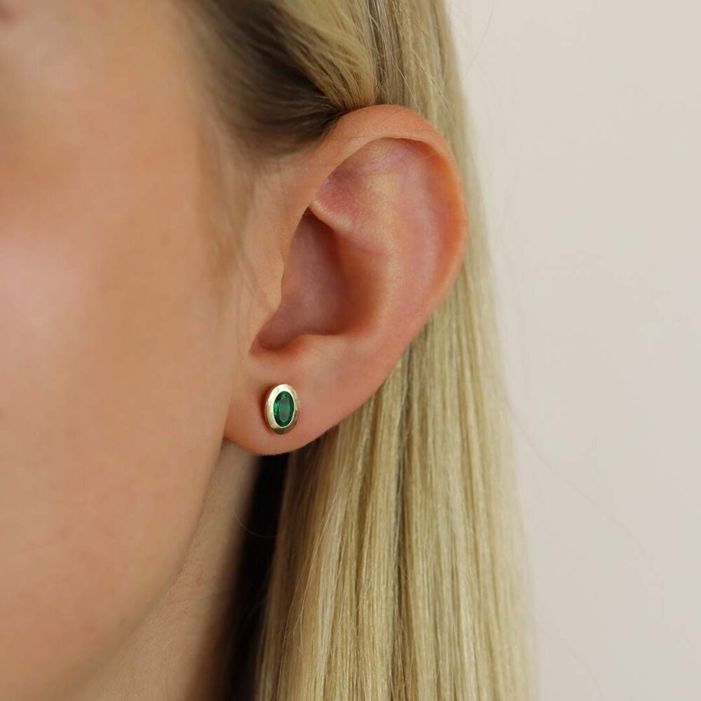 Jette Oval Emerald Earstuds Heidi Kjeldsen Jewellers ER5039