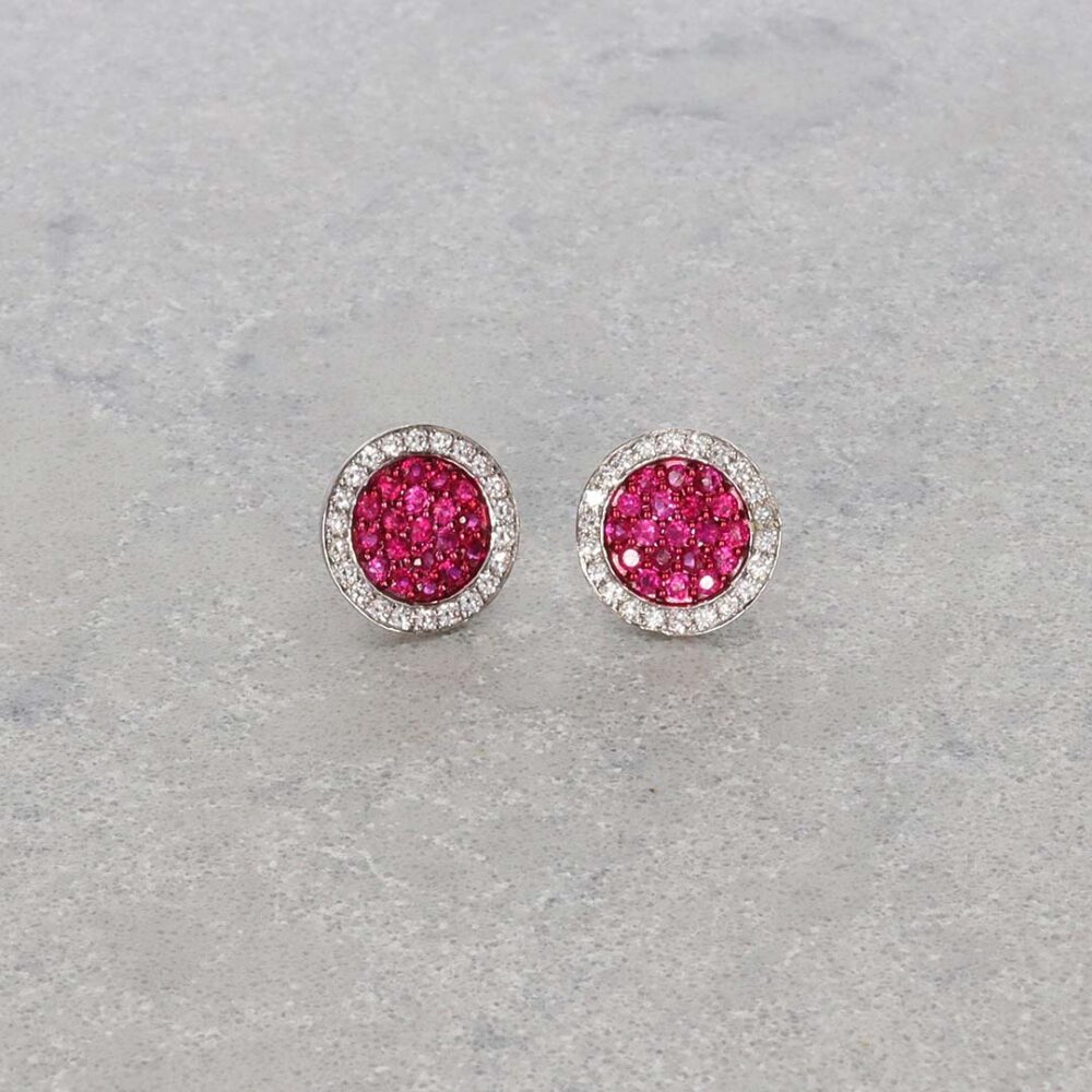 Mathilde Ruby and Diamond Circle Earrings Heidi Kjeldsen Jewellery ER5042 still