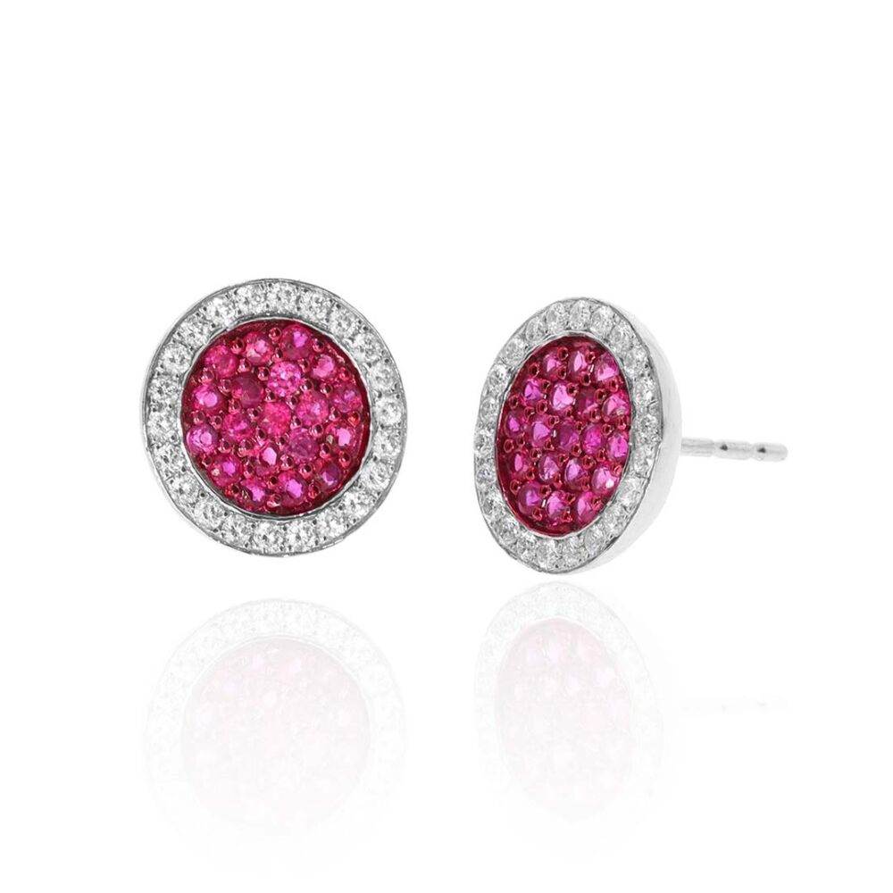 Mathilde Ruby and Diamond Circle Earrings Heidi Kjeldsen Jewellery ER5042 white