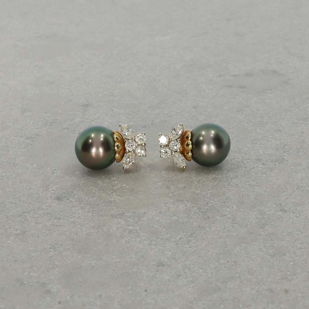 PLER0001 preloved Tahitian Pearl and Diamond Earrings Heidi Kjeldsen Ltd still