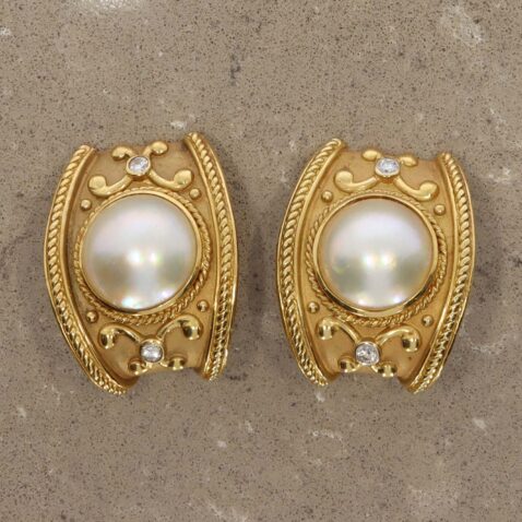 PLER002 Preloved 18ct Yellow Gold Pearl Clip On Earrings Heidi Kjeldsen Ltd still