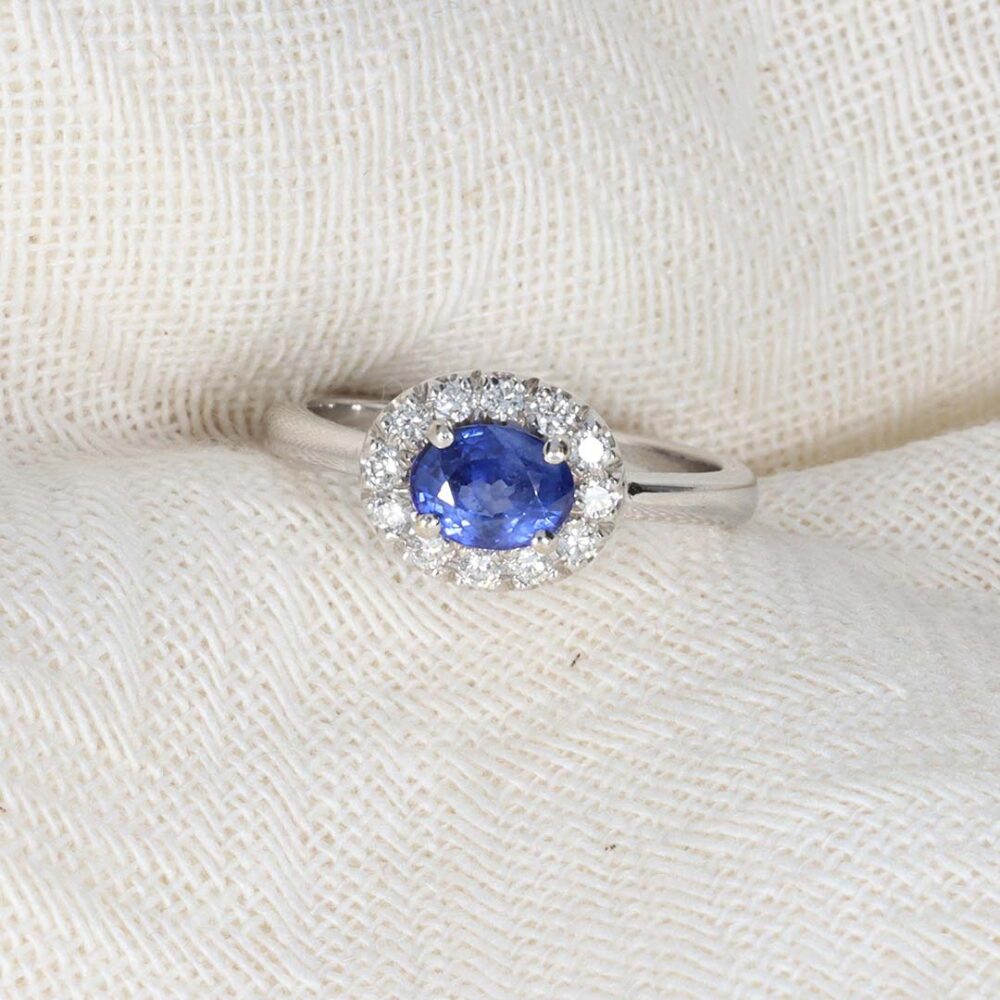 PLR0001 Preloved Sapphire Diamond Cluster Ring Heidi Kjeldsen Ltd still