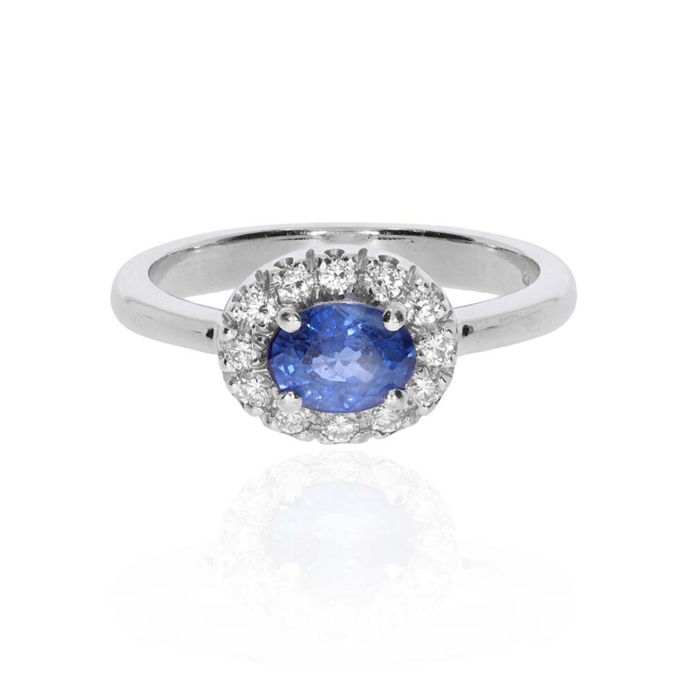 PLR0001 Preloved Sapphire Diamond Cluster Ring Heidi Kjeldsen Ltd white