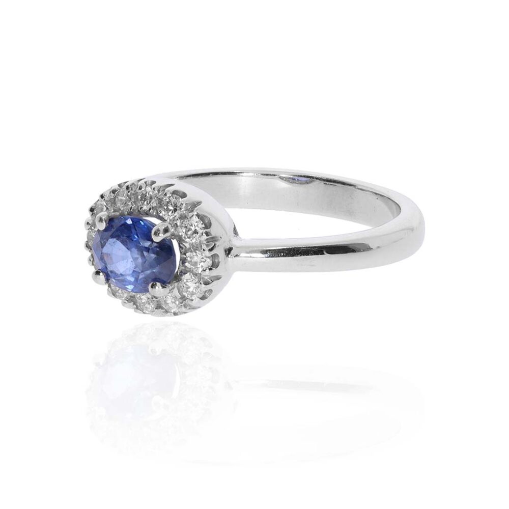 PLR0001 Preloved Sapphire Diamond Cluster Ring Heidi Kjeldsen Ltd white1