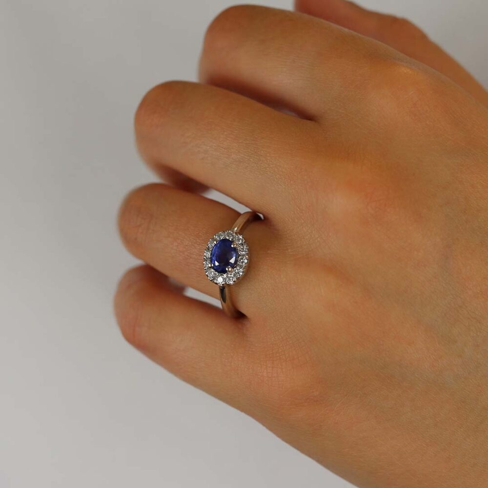 Pre Loved Sapphire Diamond Cluster Ring Heidi Kjeldsen Jewellers PLR0001