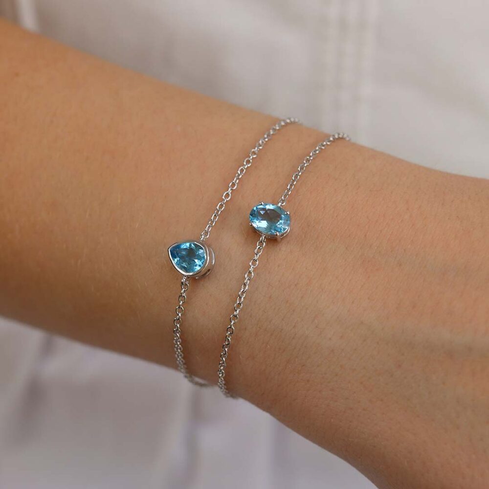 Freja Blue Topaz Oval Silver Bracelet Heidi Kjeldsen Jewellers BL4149