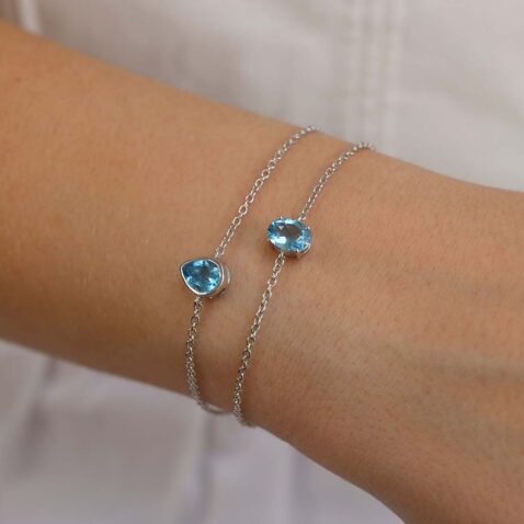 Freja Blue Topaz Oval Silver Bracelet Heidi Kjeldsen Jewellers BL4149