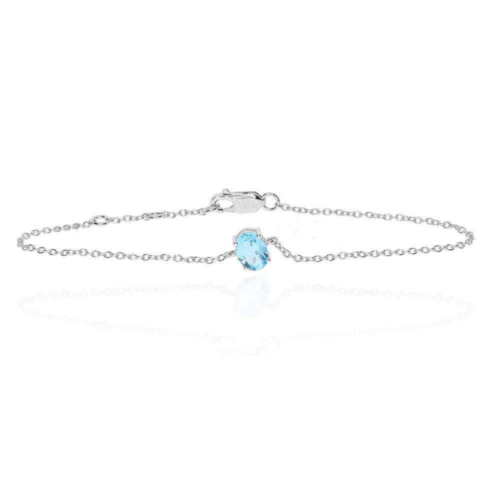 Freja Blue Topaz and Oval Claw Set Bracelet Heidi Kjeldsen Jewellers BL4149 white