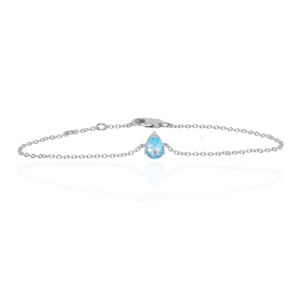 Freja Blue Topaz and Pear Claw Set Bracelet Heidi Kjeldsen Jewellers BL4161 white