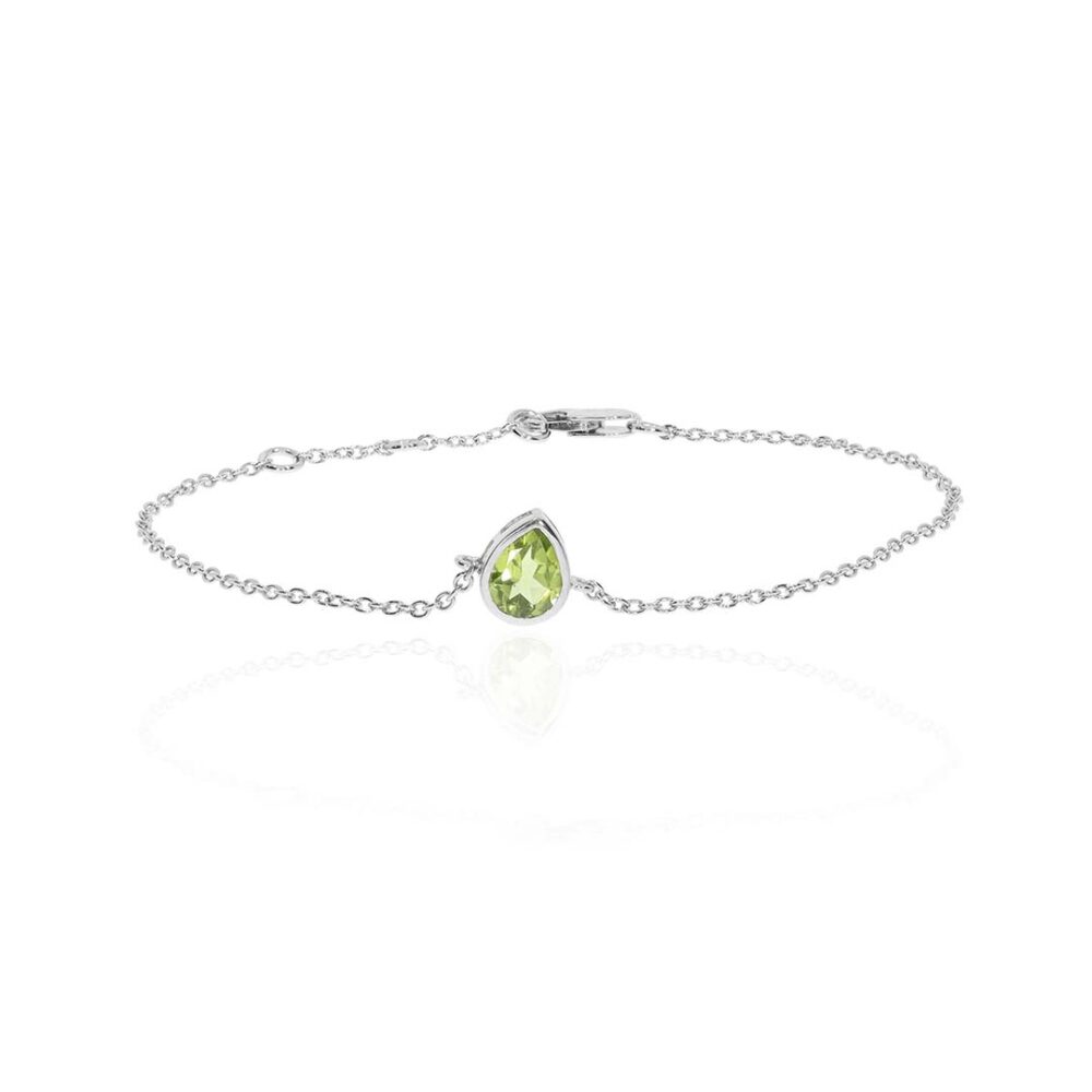 Nanna Peridot Pear Rubover Set Bracelet Heidi Kjeldsen Jewellery BL4159 white